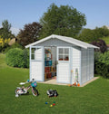 Hochwertiges Gartenhaus aus Kunststoff und Metall, 2,42x2,02m, mit Satteldach und UV-Schutz