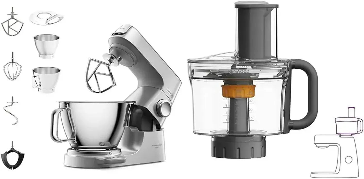Kenwood Titanium Chef Baker Küchenmaschine mit Waage & Multi-Zerkleinerer