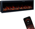 GLOW FIRE Elektrischer Wandkamin mit 3D LED-Flamme, Heizung & App-Steuerung, 1800 W, 127x35x12cm
