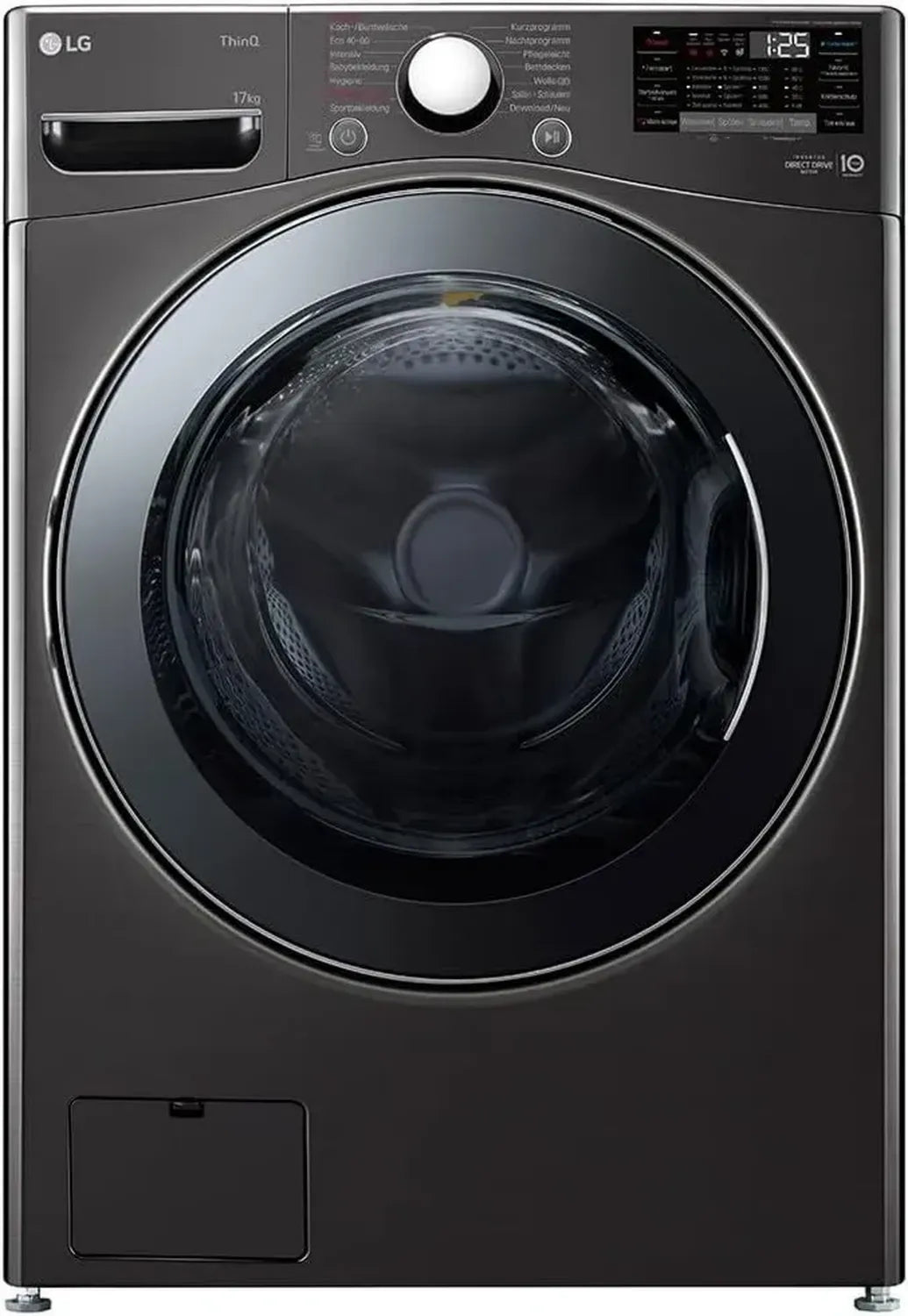LG 17 kg Frontlader-Waschmaschine, Energieklasse E, 1100 U/Min, Turbowash, Wi-Fi-fähig, Metallic-Schwarz