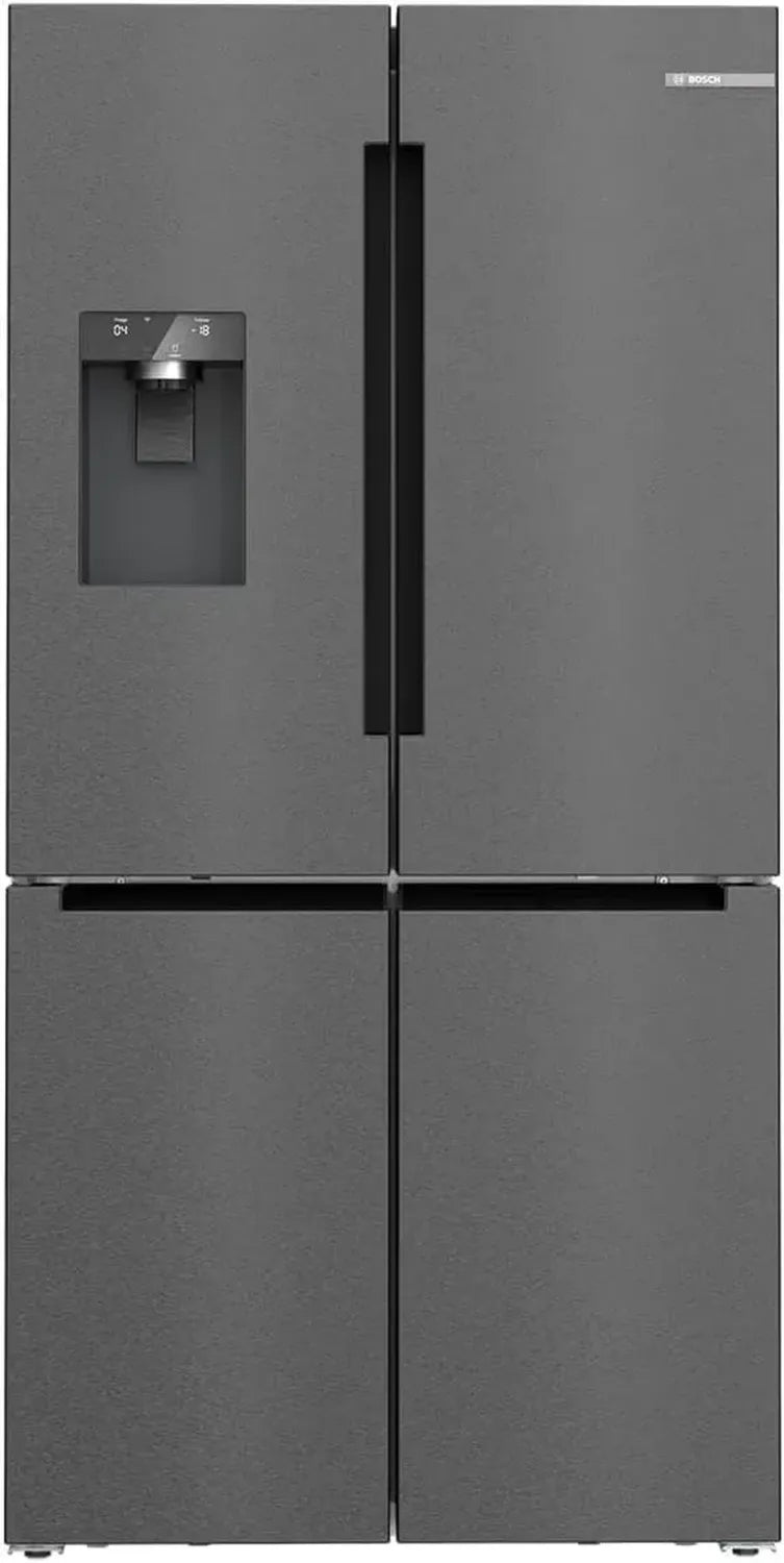 Bosch Serie 6 KFI96AXEA Kühlschrank, Smarter French Door, 183x90,5 cm, NoFrost, Eis- und Wasserspender, VitaFresh XXL, AntiFingerprint, 375L Kühlraum, 199L Gefrierfach, Schwarzer Edelstahl