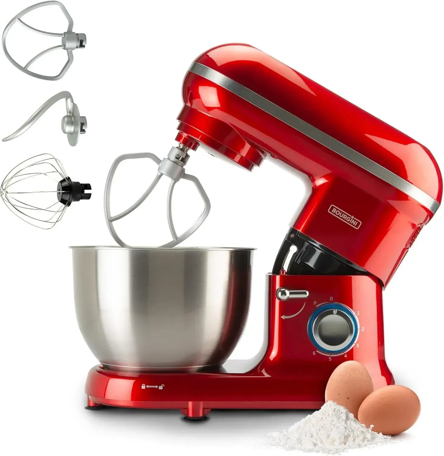 Multifunktionale Küchenmaschine, 4,5L, 1300W, Rot