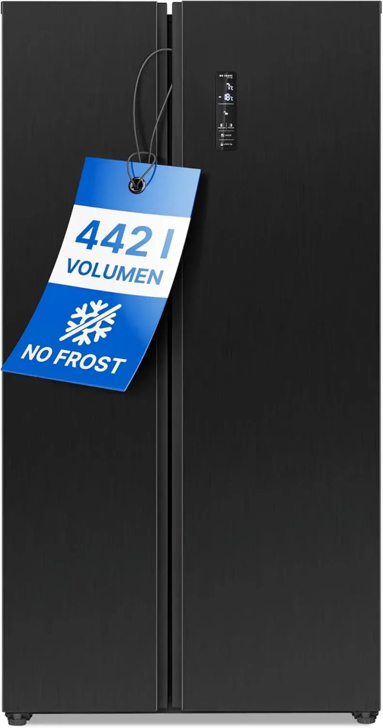 Bomann® Side-by-Side Kühl-Gefrierkombination, No Frost, 442L, MultiAirflow, Energieverbrauch 287 kWh/Jahr, Schwarz-Inox