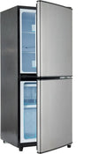Merax Kühlschrank mit Gefrierkombination, 106L Volumen, Energieeffizienz, LED-Beleuchtung, Silber