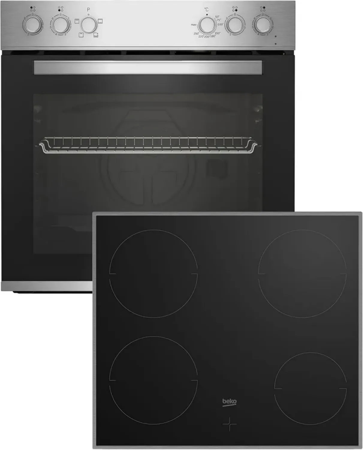Beko Einbau-Herdset mit Glaskeramikkochfeld, 4 Heizarten & SteamShine