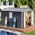 Gartenhaus aus verzinktem Metall mit Pultdach 281x278x193cm, Geräumiger Geräteschuppen mit Doppeltür und Oberlicht, Ideal als Geräteschuppen, Gartenhütte oder Fahrradunterstand, 12 m³ Stauraum, Schwarz