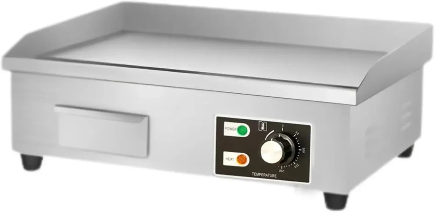 Profi Elektro-Grillplatte aus Edelstahl, 3000W, 55x35cm, Thermostat bis 300°C, mit Fettauffang