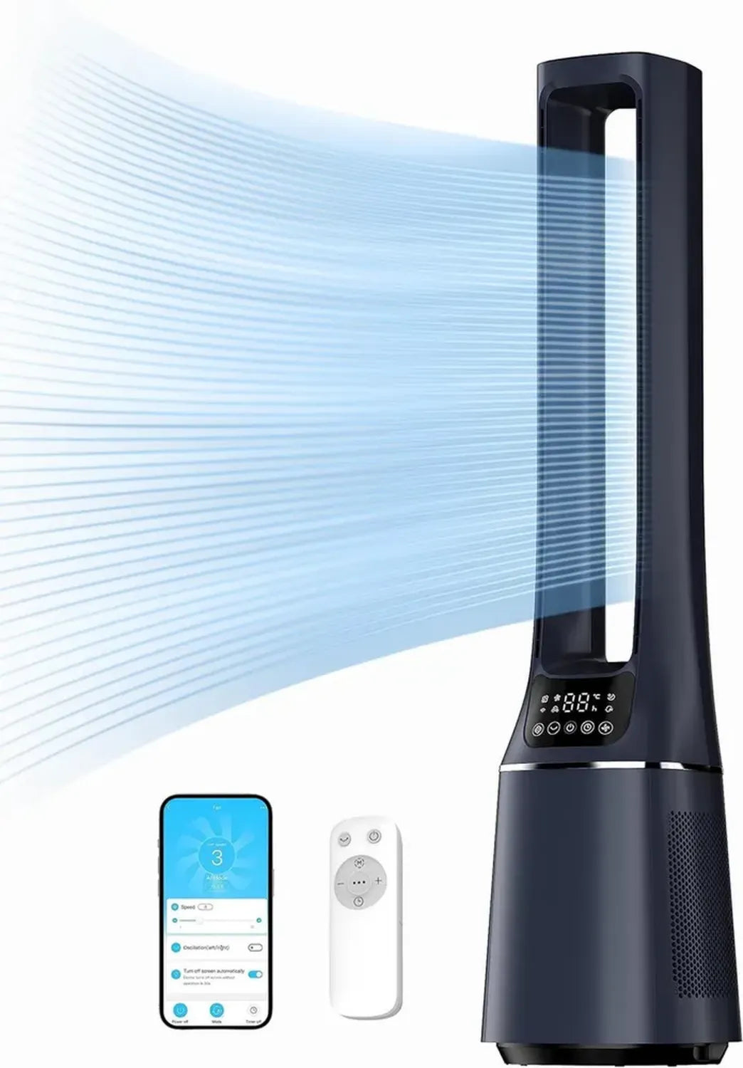 Midea 2-in-1 Turmventilator und Luftreiniger, leise 27dB, H13 HEPA, LED-Display, App-Steuerung, Alexa-kompatibel