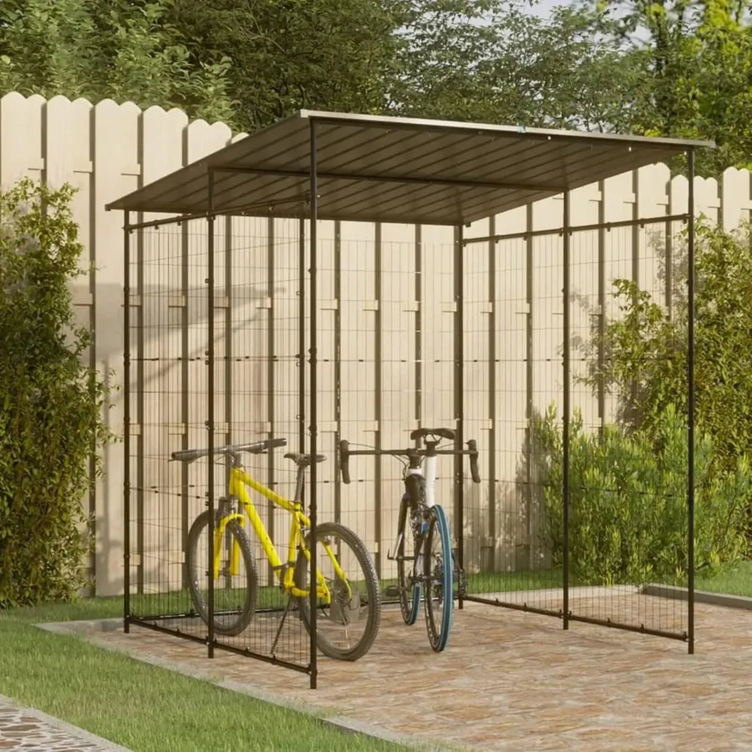 Metall Fahrradunterstand, 190x190x222 cm, Schwarz – Robuste Fahrradgarage für Garten