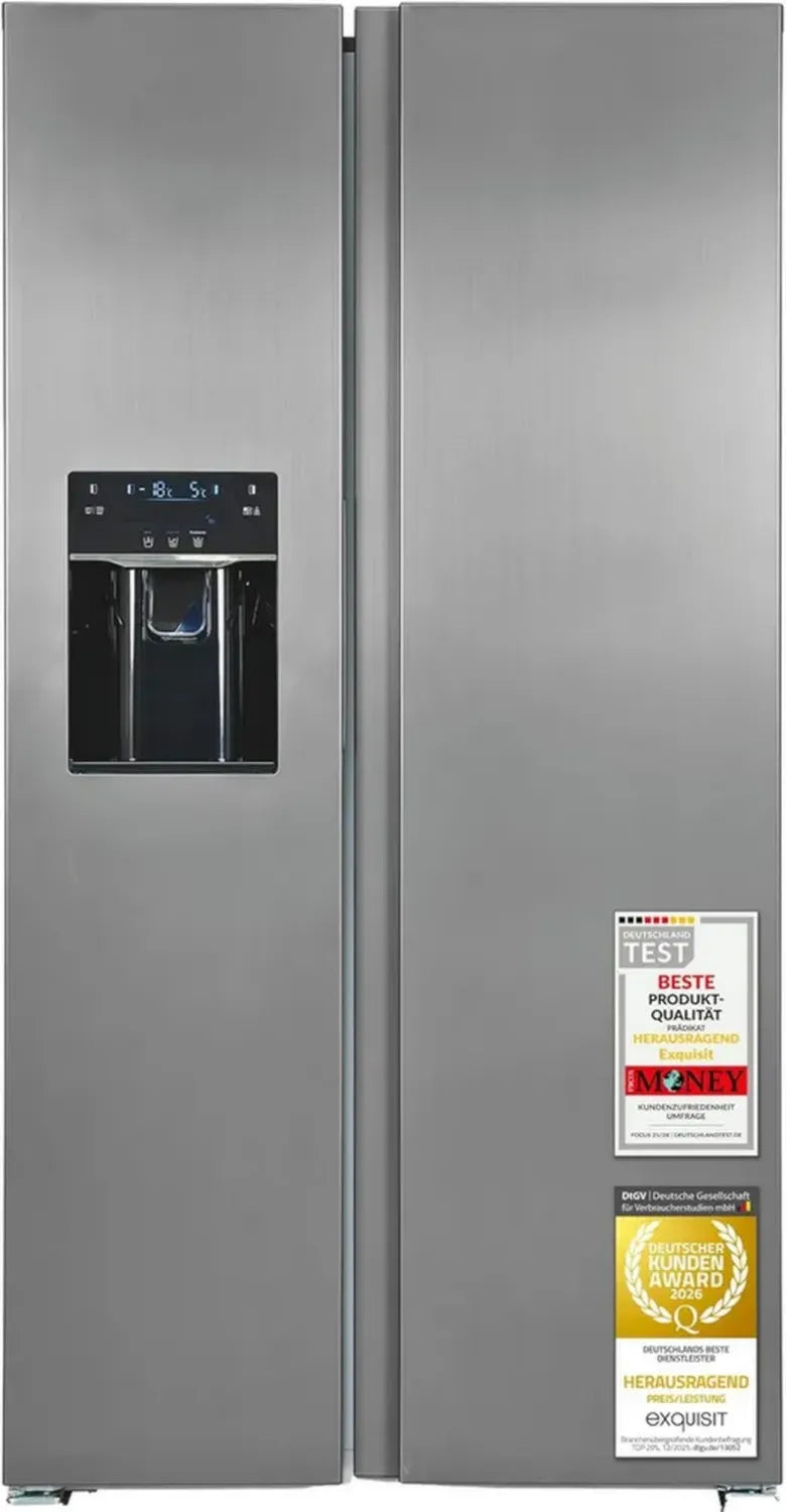 Effiziente Side-by-Side Kühl-Gefrierkombination - 513 l Kapazität, No Frost, Wasserspender, LED, Eisbereiter
