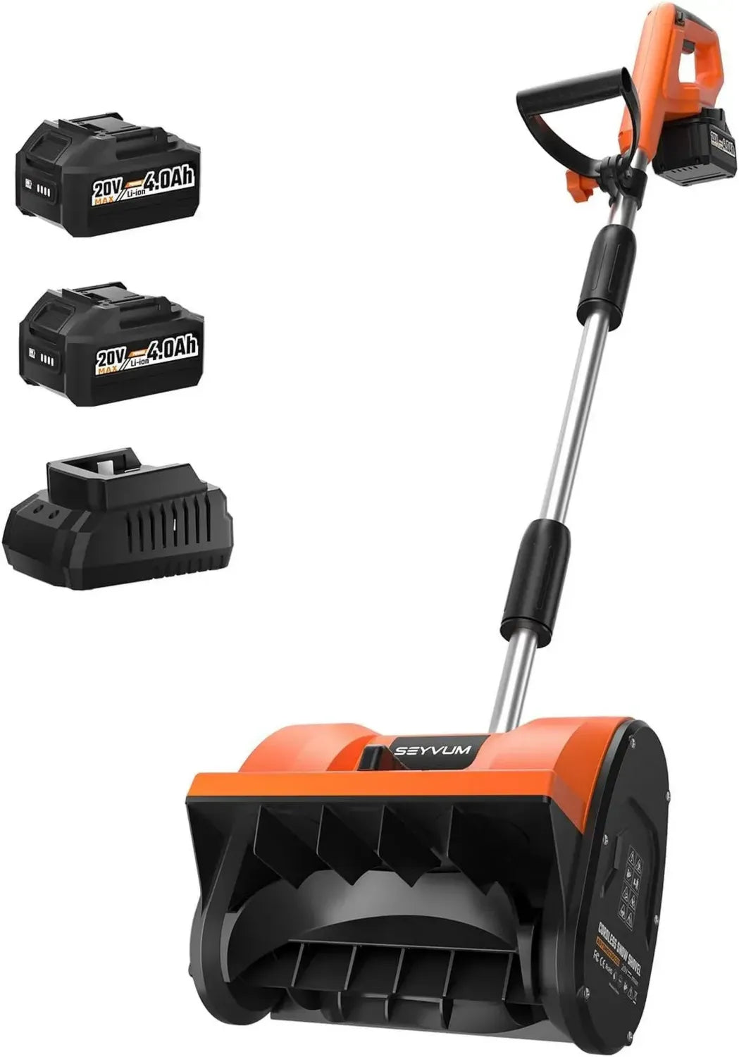 Akku-Schneefräse 20V mit 2x 4,0 Ah Batterien, bürstenlos, 30,5 cm Räumbreite, 4,8 m Wurfweite, ideal für Terrasse und Auffahrt