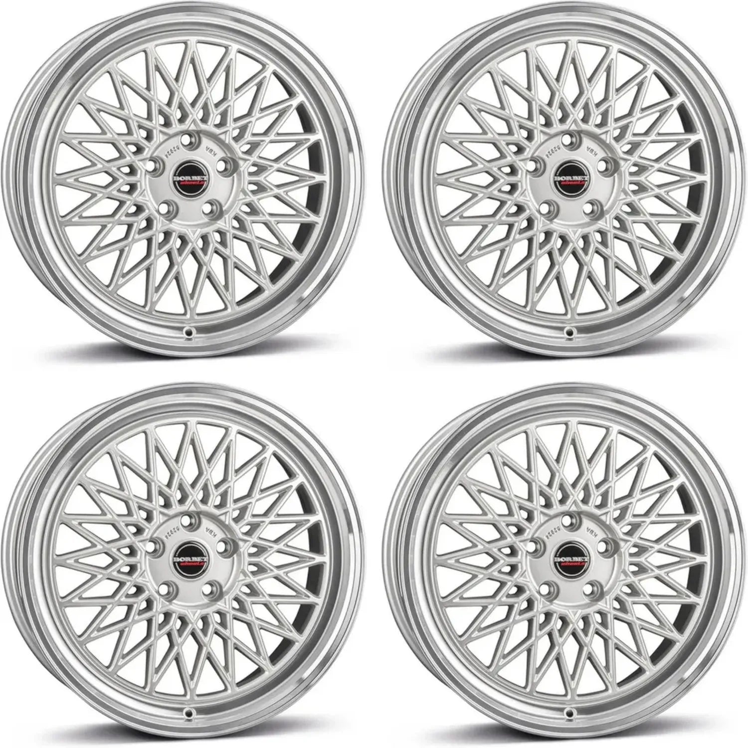 4x Borbet Felgen 8.0x18 ET35 5x112 Silber poliert passend für VW Modelle