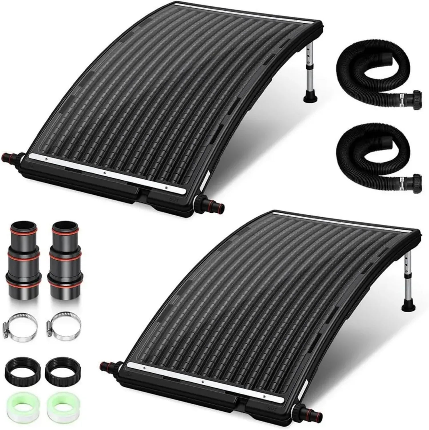 Solar-Poolheizung 2026, Höhenverstellbarer Kollektor, 10000 L/H, Erweiterbar, 32-38 mm Anschluss, 2er Set